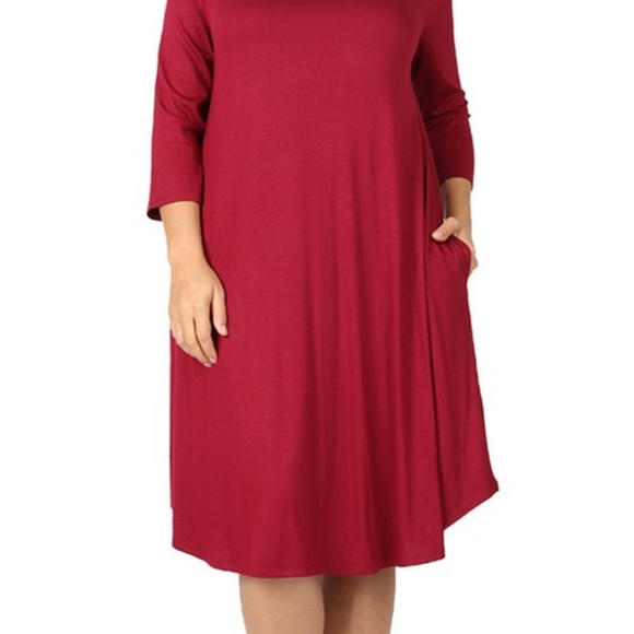 3/4 sleeve round neck dress - Picture 4 of 4